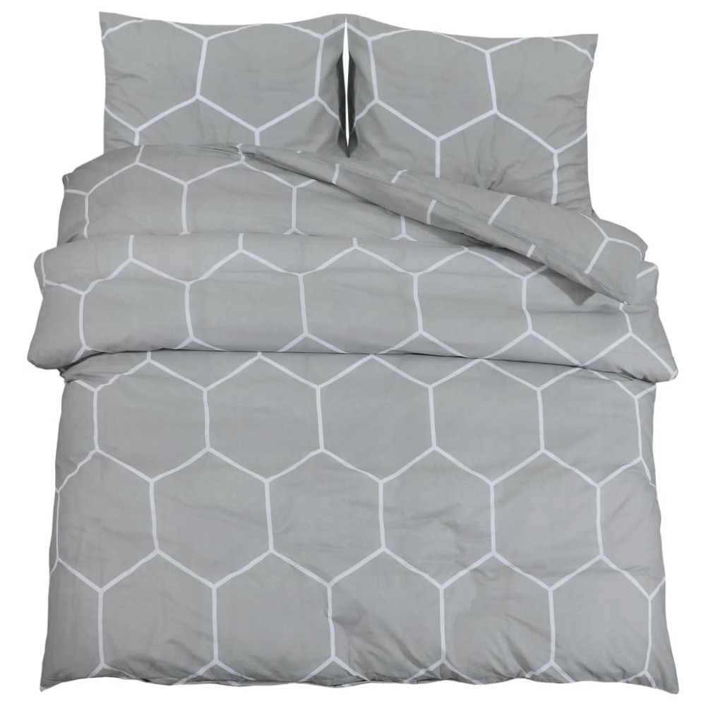 vidaXL Set cu husă de pilotă, gri, 240x220 cm, bumbac