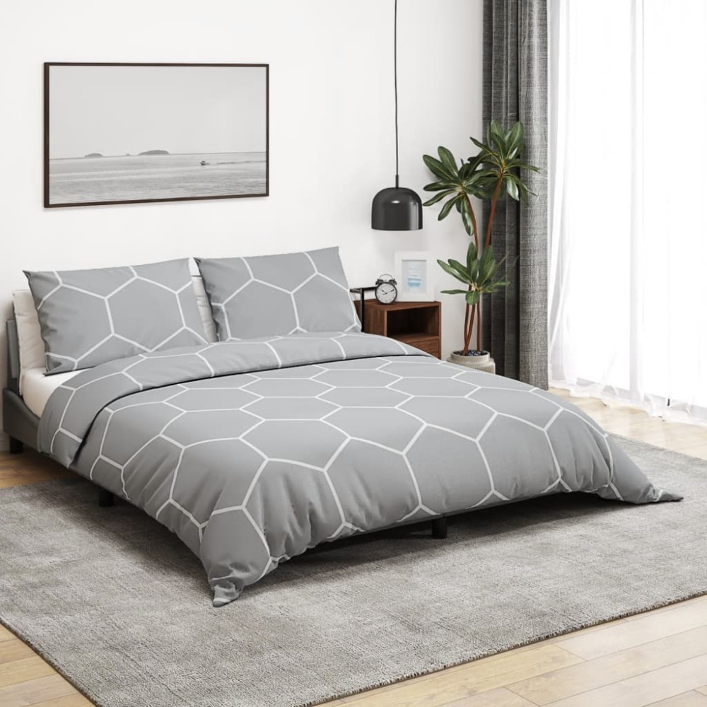 vidaXL Set cu husă de pilotă, gri, 240x220 cm, bumbac