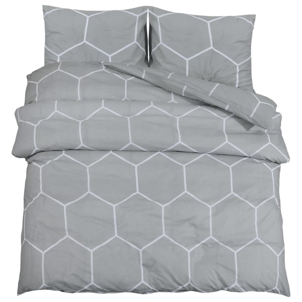 vidaXL Set cu husă de pilotă, gri, 155x220 cm, bumbac