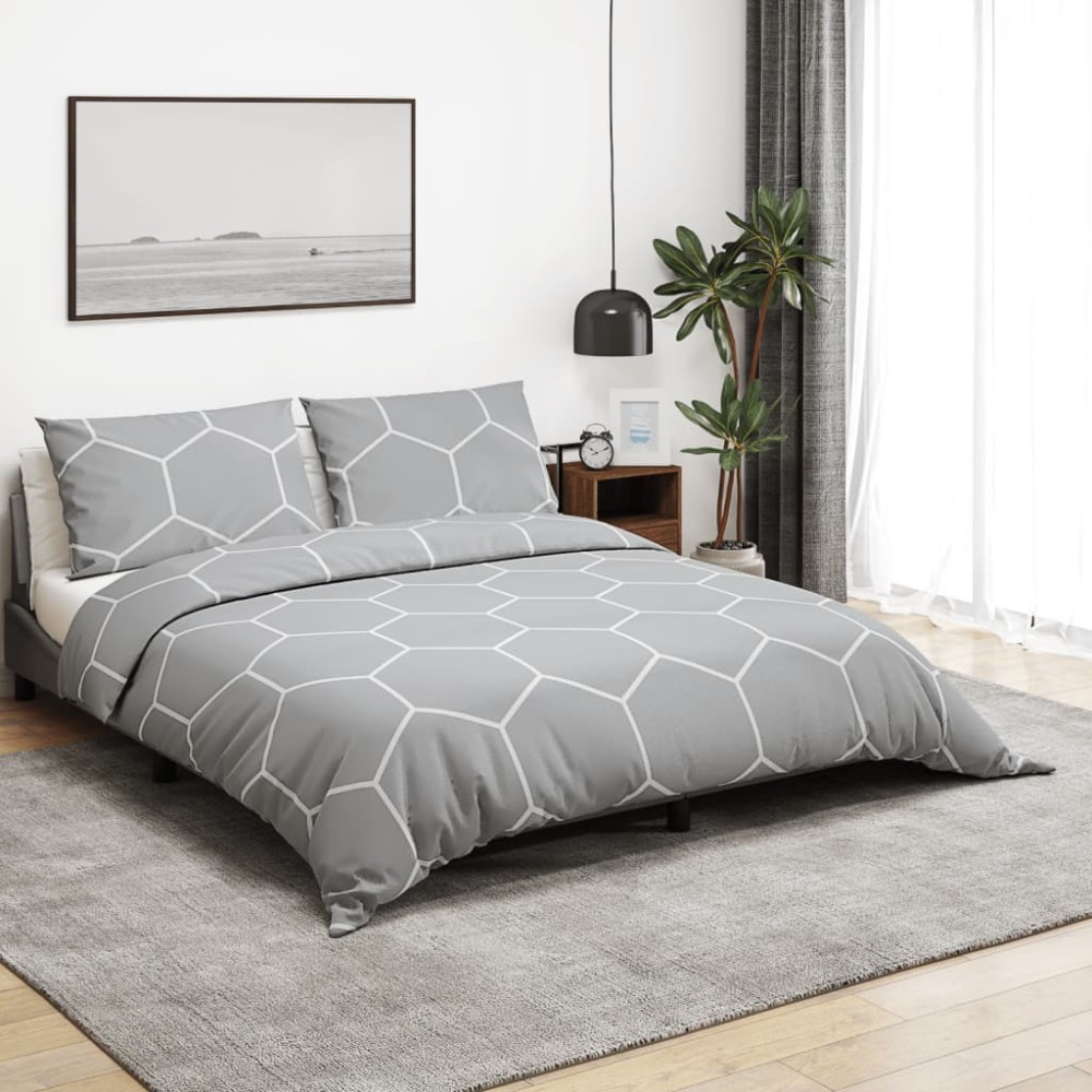 vidaXL Set cu husă de pilotă, gri, 200x220 cm, bumbac