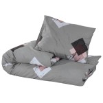 vidaXL Set cu husă de pilotă, gri, 140x200 cm, bumbac