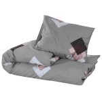 vidaXL Set cu husă de pilotă, gri, 135x200 cm, bumbac
