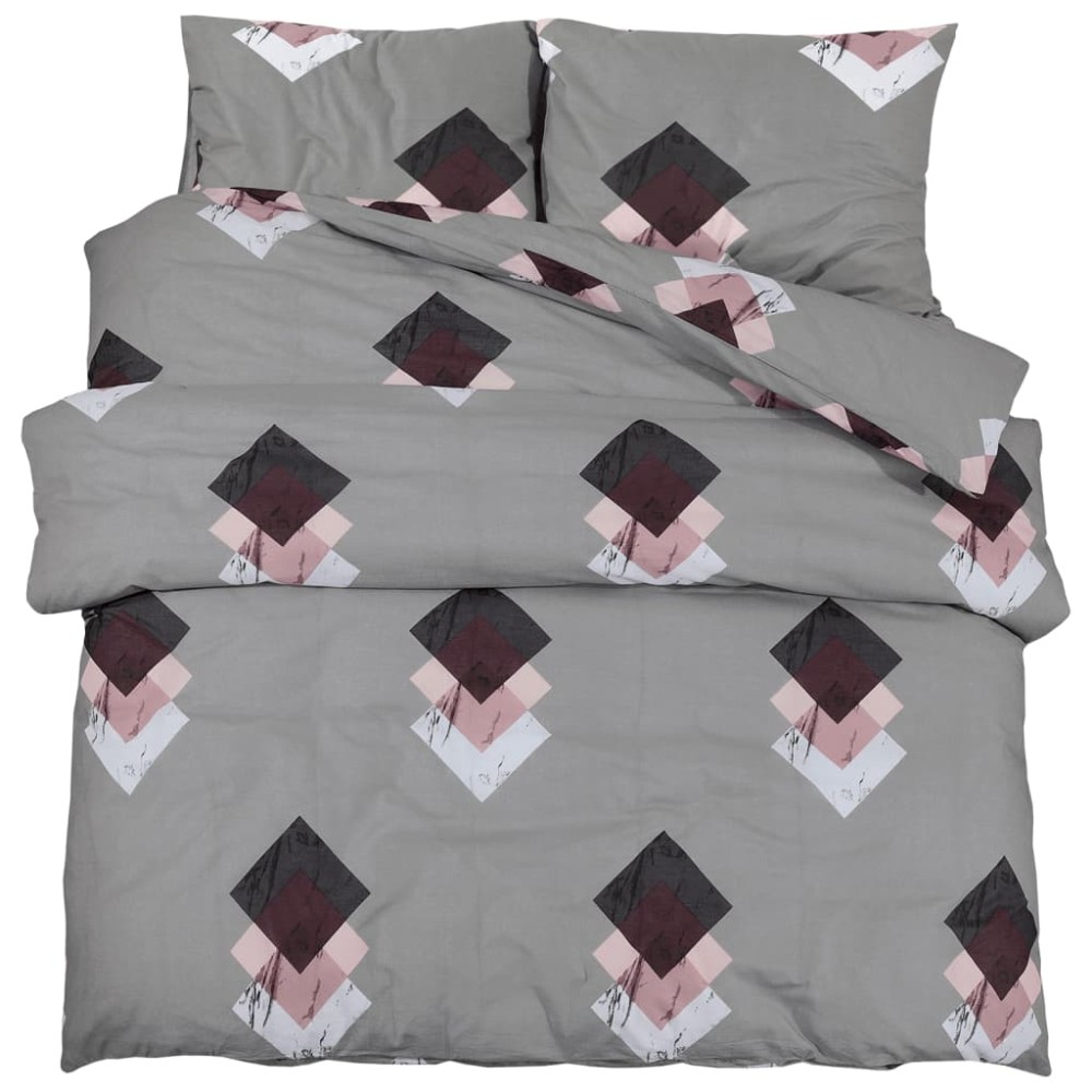 vidaXL Set cu husă de pilotă, gri, 155x220 cm, bumbac