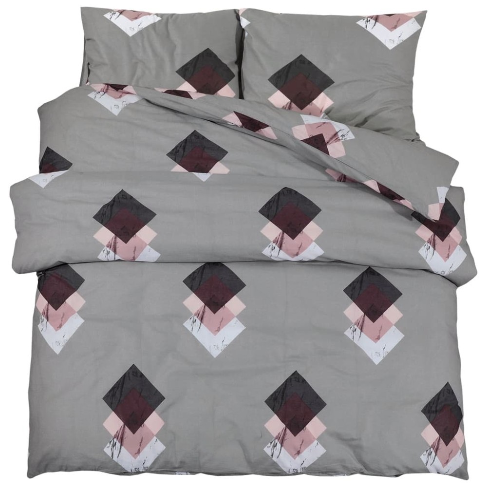 vidaXL Set cu husă de pilotă, gri, 225x220 cm, bumbac