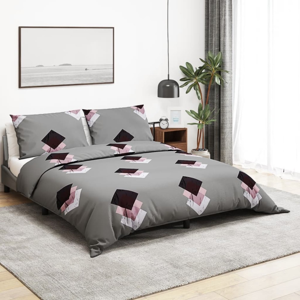 vidaXL Set cu husă de pilotă, gri, 260x220 cm, bumbac