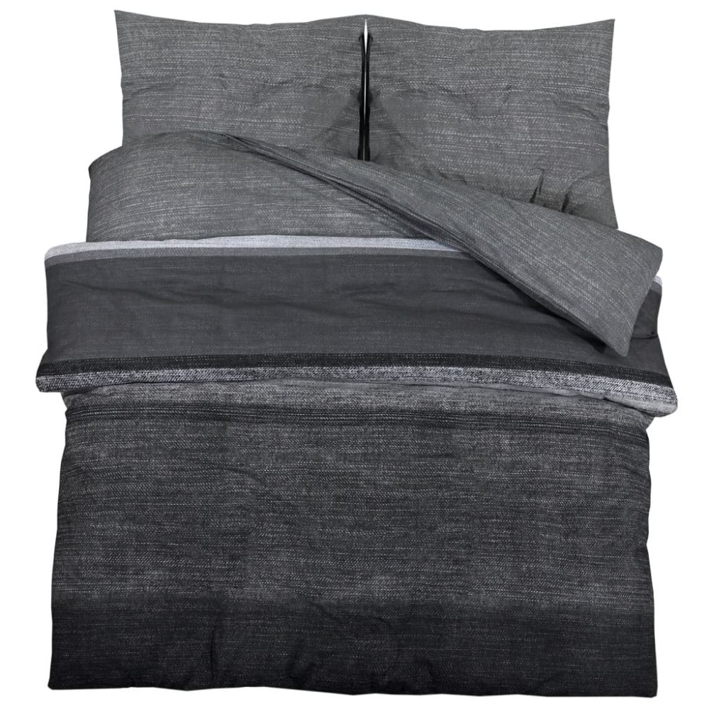 vidaXL Set cu husă de pilotă, gri închis, 200x220 cm, bumbac