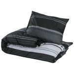vidaXL Set cu husă de pilotă, negru și alb, 135x200 cm, bumbac