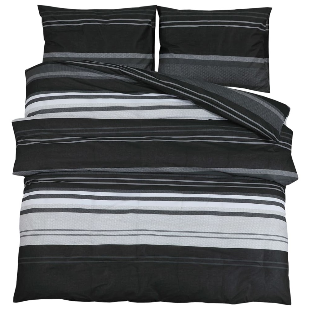 vidaXL Set cu husă de pilotă, negru și alb, 225x220 cm, bumbac