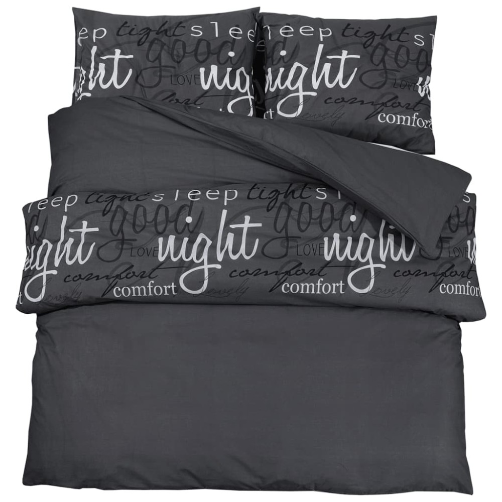 vidaXL Set cu husă de pilotă, negru, 135x200 cm, bumbac
