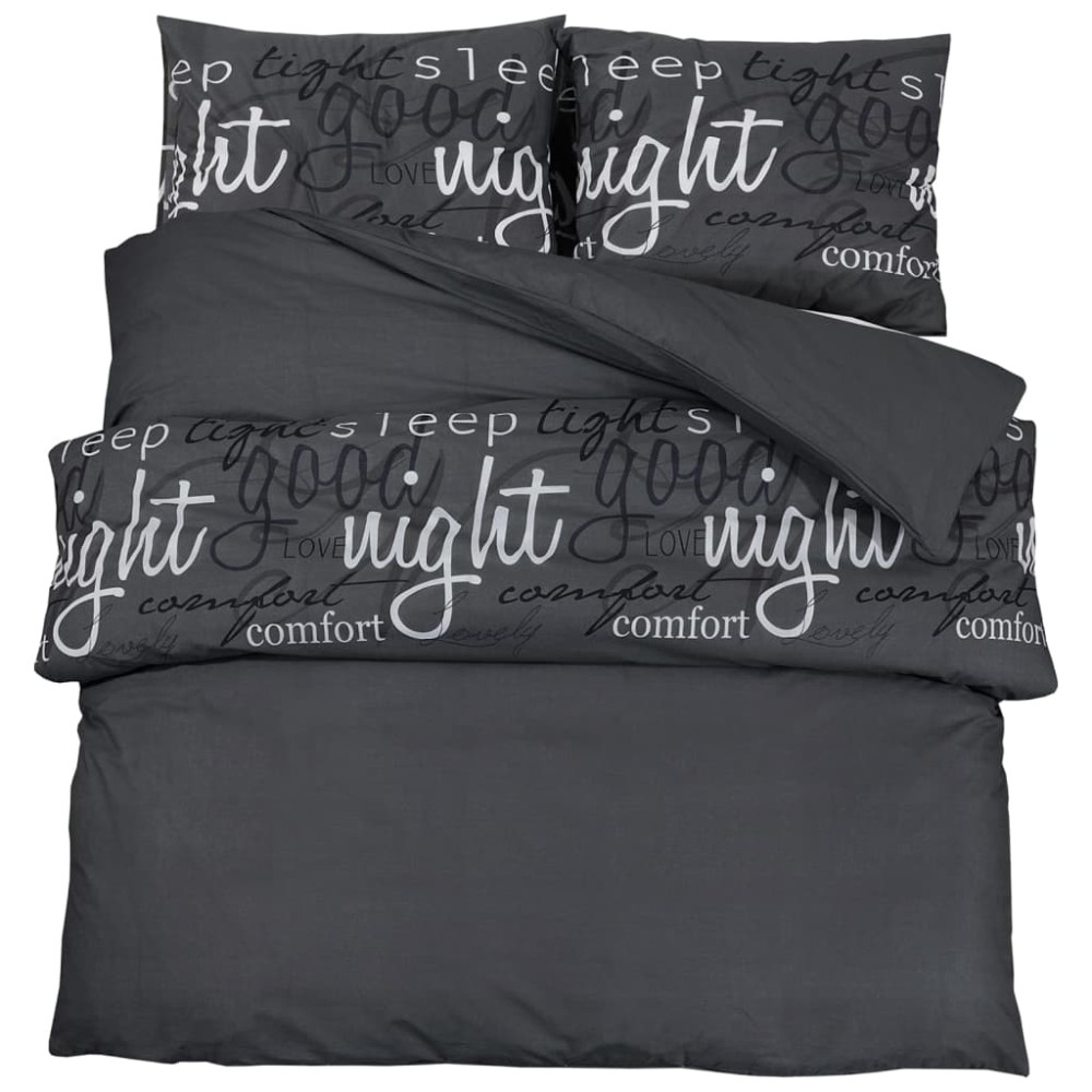 vidaXL Set cu husă de pilotă, negru, 155x220 cm, bumbac