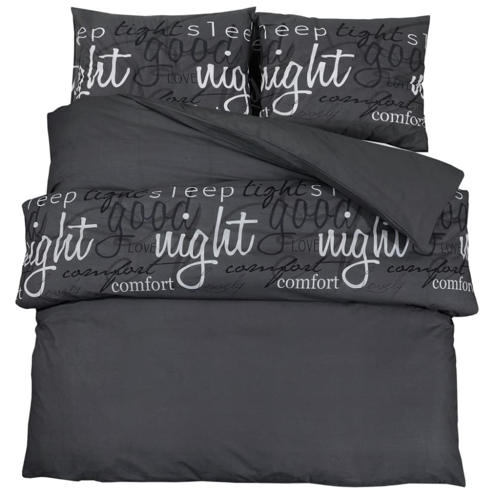 vidaXL Set cu husă de pilotă, negru, 200x220 cm, bumbac
