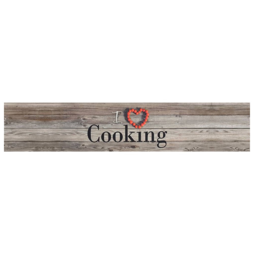 vidaXL Covor de bucătărie lavabil Cooking, gri, 60x300 cm, catifea