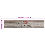 vidaXL Covor de bucătărie lavabil Cooking, gri, 60x300 cm, catifea vidaXL Covor de bucătărie lavabil Cooking, gri, 60x300 cm, catifea
