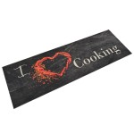 vidaXL Covor de bucătărie lavabil Cooking, negru, 60x180 cm, catifea vidaXL Covor de bucătărie lavabil Cooking, negru, 60x180 cm, catifea