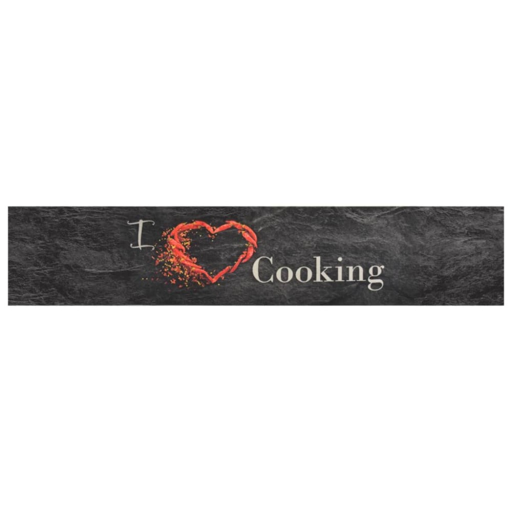 vidaXL Covor de bucătărie lavabil Cooking, negru, 60x300 cm, catifea