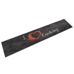 vidaXL Covor de bucătărie lavabil Cooking, negru, 60x300 cm, catifea vidaXL Covor de bucătărie lavabil Cooking, negru, 60x300 cm, catifea