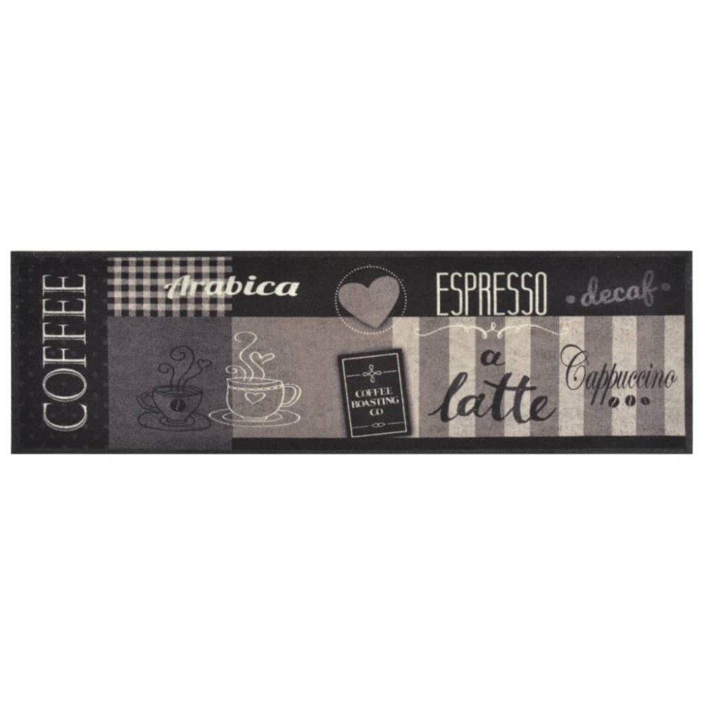 vidaXL Covor de bucătărie lavabil Coffee, negru, 45x150 cm, catifea