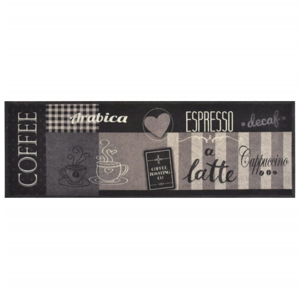 vidaXL Covor de bucătărie lavabil Coffee, negru, 60x180 cm, catifea