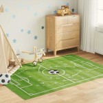 vidaXL Covor copii verde teren fotbal 160x230cm lavabil anti-alunecare