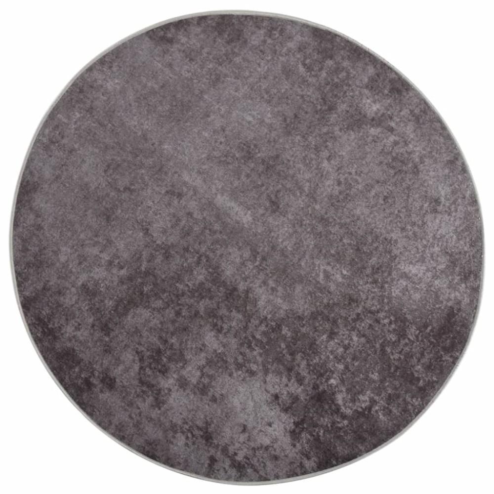 vidaXL Covor lavabil, gri, Ø 200 cm, anti-alunecare