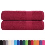 vidaXL Prosoape de baie 2 buc Bordeaux 100x150 cm 360 g/m² 100% bumbac vidaXL Prosoape de baie 2 buc Bordeaux 100x150 cm 360 g/m² 100% bumbac