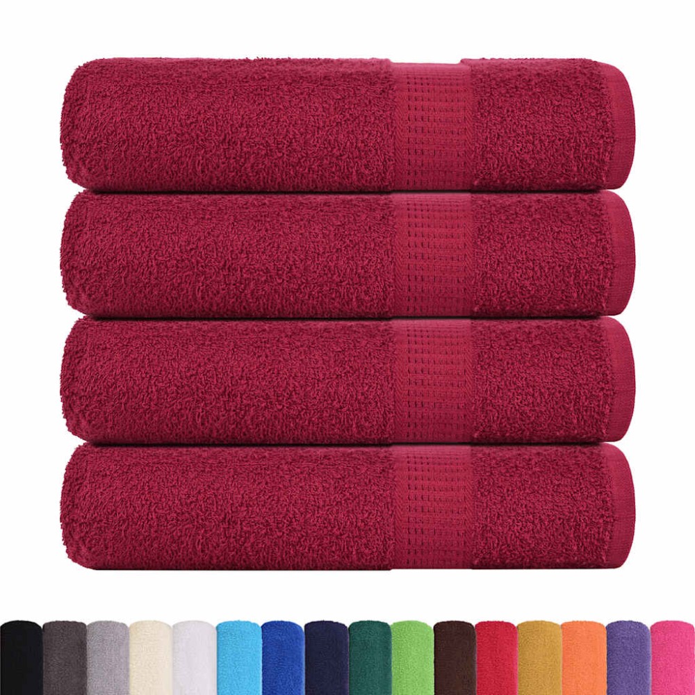 vidaXL Prosoape de baie 4 buc Bordeaux 100x150 cm 360 g/m² 100% bumbac