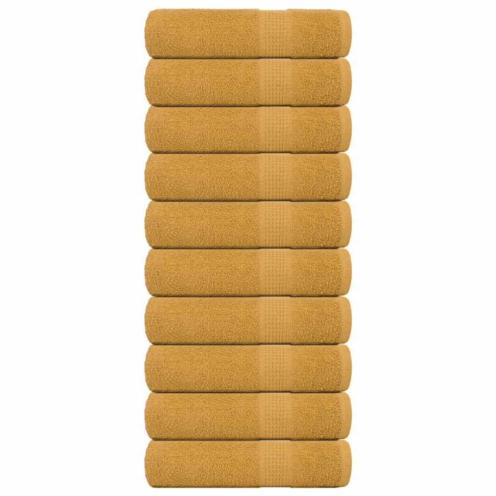 vidaXL Prosoape de mâini, FROGN, 10 buc., aurii, 50x100 cm, 360 g/m²
