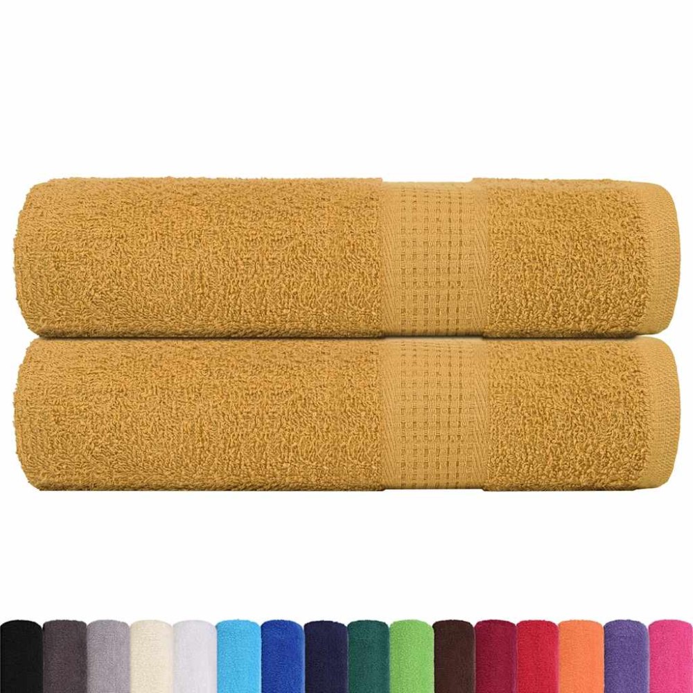 vidaXL Prosoape de duș 2 buc Aur 70x140 cm 360 g/m² 100% bumbac