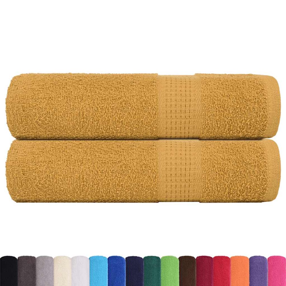 vidaXL Prosoape de baie 2 buc Aur 100x150 cm 360 g/m² 100% bumbac