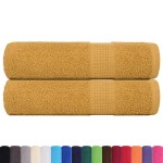 vidaXL Prosoape de baie 2 buc Aur 100x150 cm 360 g/m² 100% bumbac vidaXL Prosoape de baie 2 buc Aur 100x150 cm 360 g/m² 100% bumbac
