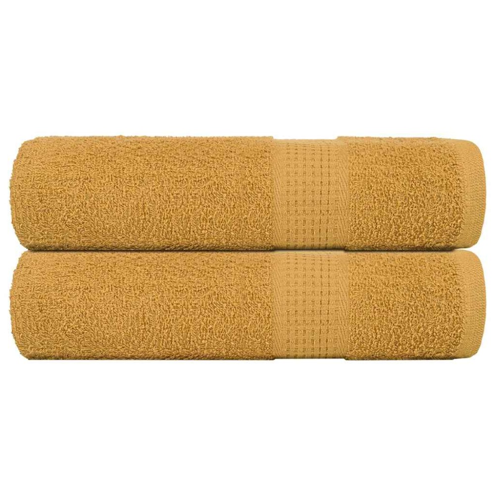 vidaXL Prosoape de baie 2 buc Aur 100x150 cm 360 g/m² 100% bumbac