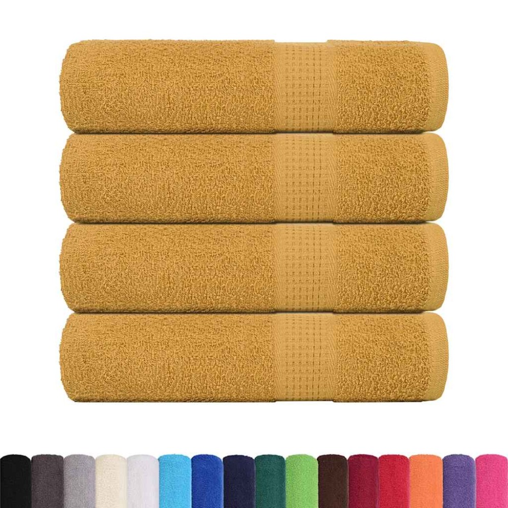 vidaXL Prosoape de baie 4 buc Aur 100x150 cm 360 g/m² 100% bumbac