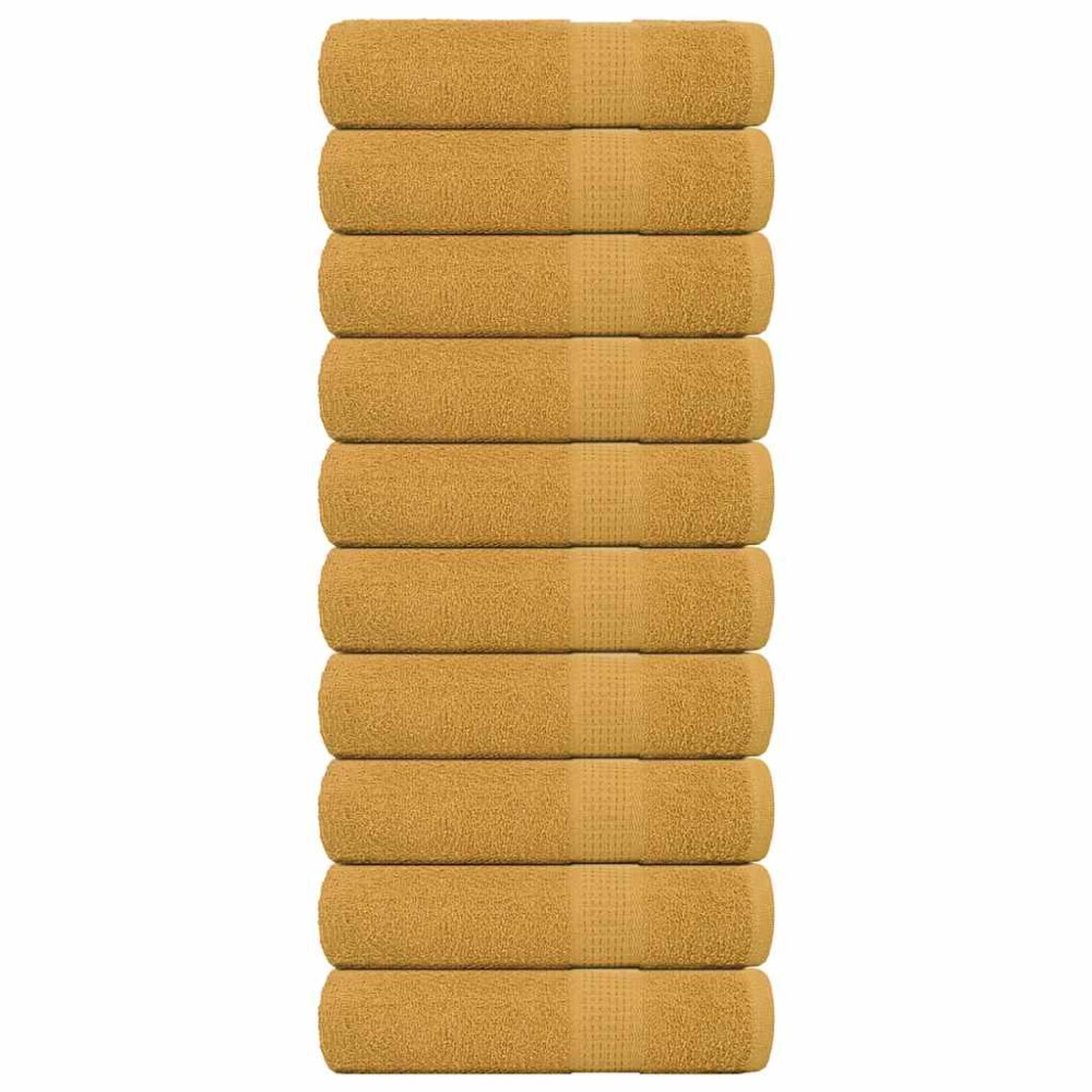 vidaXL Prosoape de baie 10 buc Aur 100x150 cm 360 g/m² 100% bumbac
