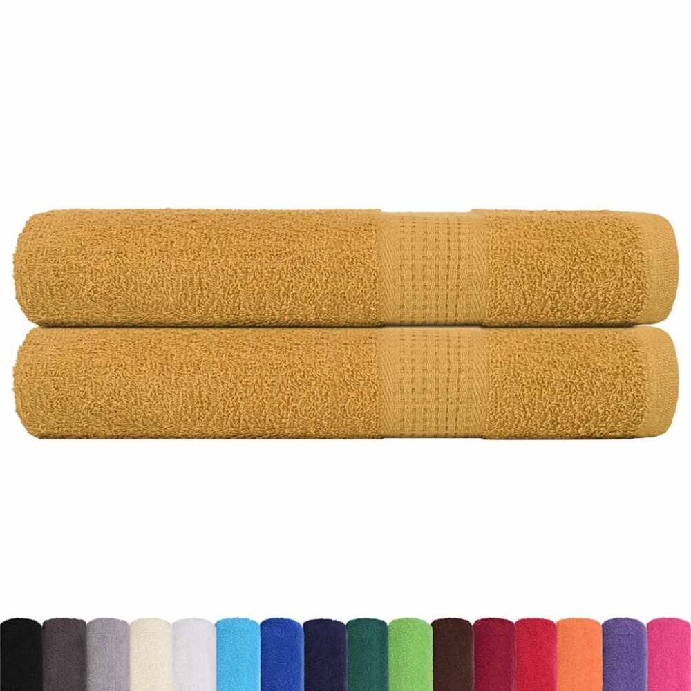 vidaXL Prosoape 2 buc Aur 100x200 cm 360 g/m² 100% bumbac