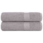 vidaXL Prosoape de baie 2 buc Gri 100x150 cm 360 g/m² 100% bumbac vidaXL Prosoape de baie 2 buc Gri 100x150 cm 360 g/m² 100% bumbac