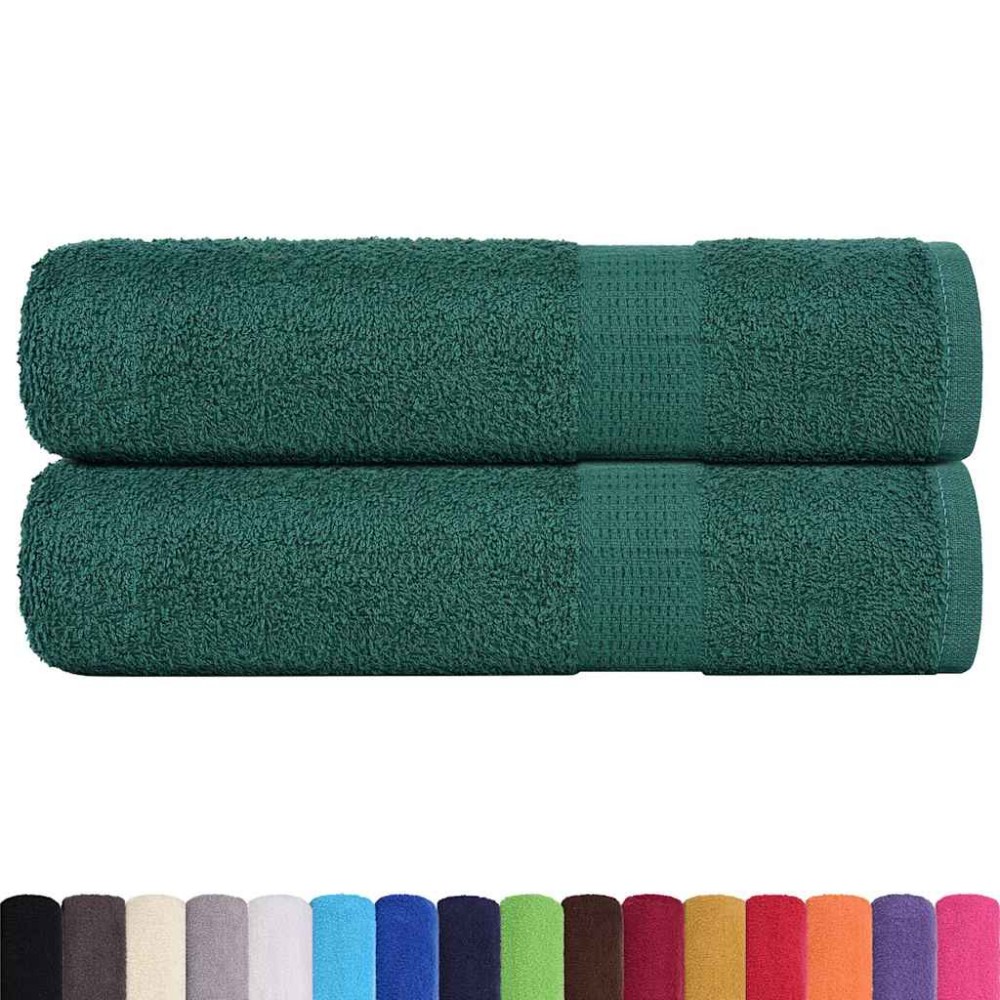 vidaXL Prosoape de duș 2 buc Verde 70x140 cm 360 g/m² 100% bumbac