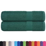 vidaXL Prosoape de duș 2 buc Verde 70x140 cm 360 g/m² 100% bumbac vidaXL Prosoape de duș 2 buc Verde 70x140 cm 360 g/m² 100% bumbac