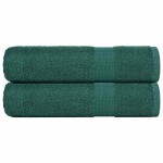 vidaXL Prosoape de duș 2 buc Verde 70x140 cm 360 g/m² 100% bumbac vidaXL Prosoape de duș 2 buc Verde 70x140 cm 360 g/m² 100% bumbac