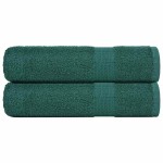 vidaXL Prosoape de baie 2 buc Verde 100x150 cm 360 g/m² 100% bumbac vidaXL Prosoape de baie 2 buc Verde 100x150 cm 360 g/m² 100% bumbac