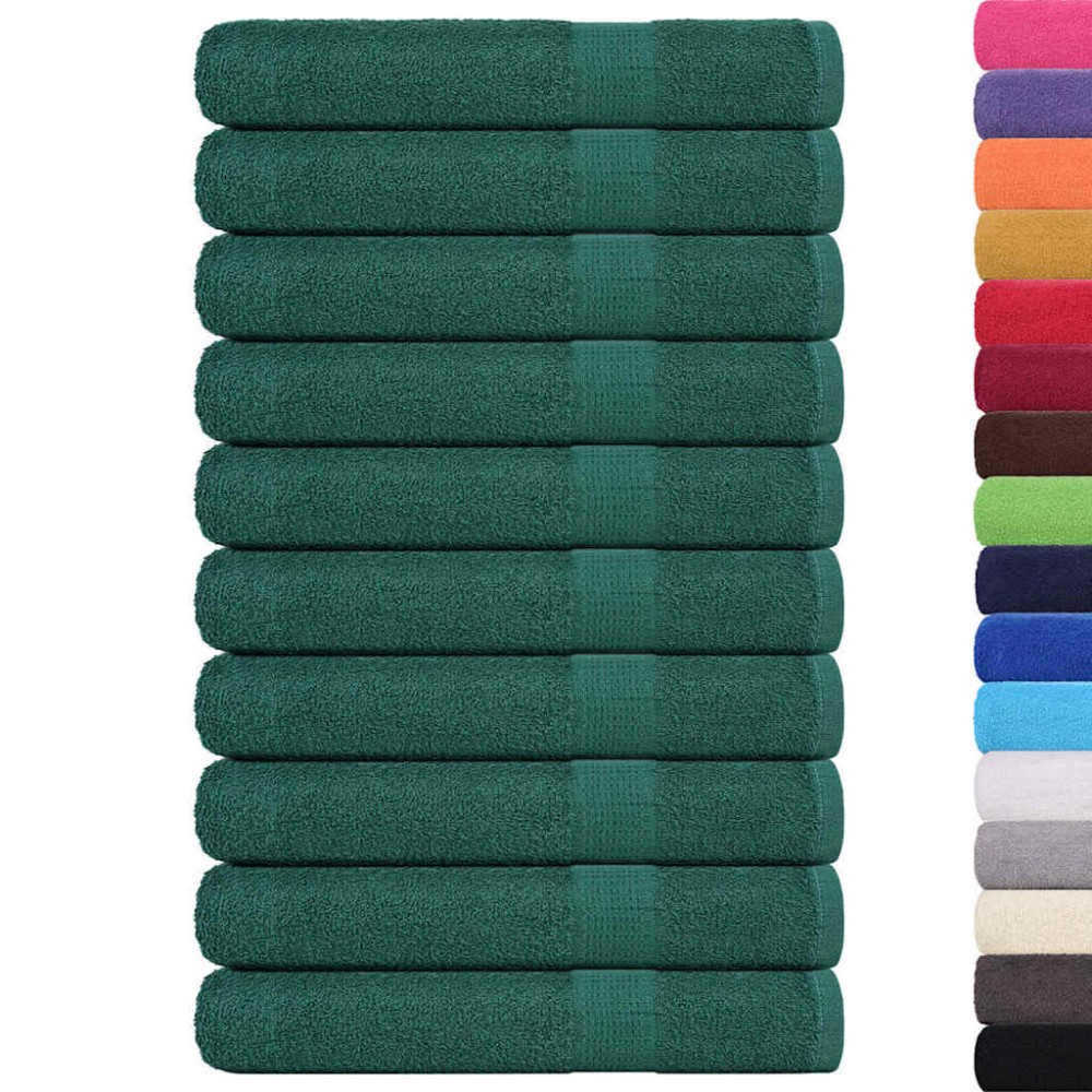 vidaXL Prosoape 10 buc Verde 100x200 cm 360 g/m² 100% bumbac