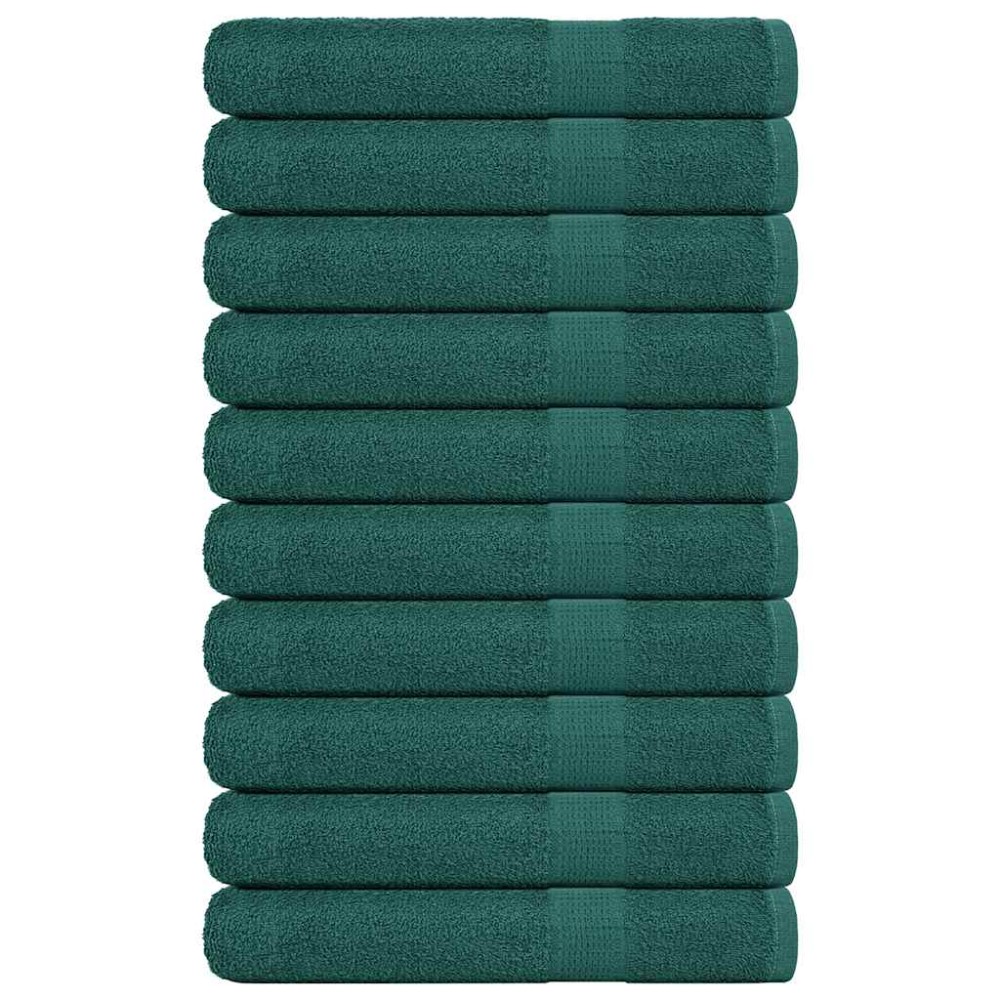 vidaXL Prosoape 10 buc Verde 100x200 cm 360 g/m² 100% bumbac