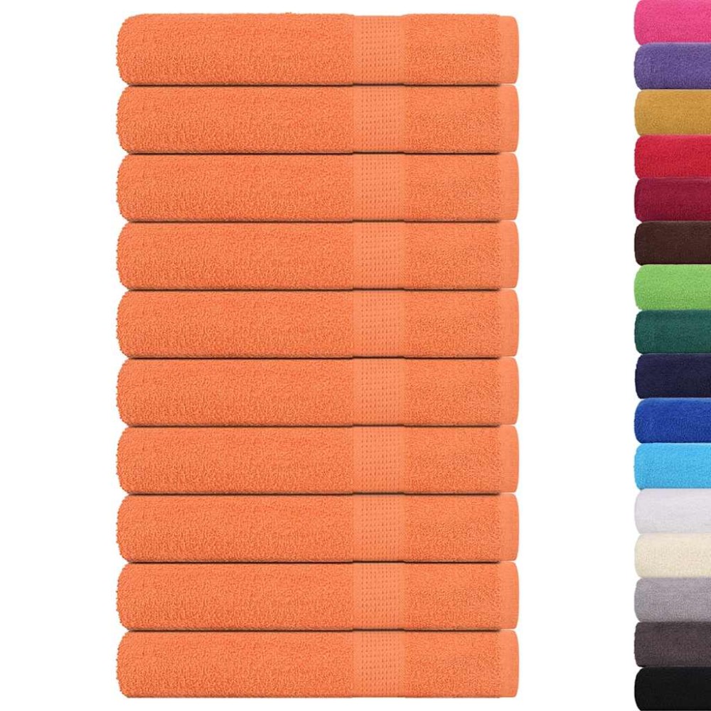 vidaXL Prosoape 10 buc Portocaliu 100x200 cm 360 g/m² 100% bumbac