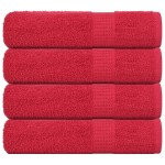 vidaXL Prosoape de mâini, FROGN, 4 buc., roșu, 50x100 cm, 360 g/m²