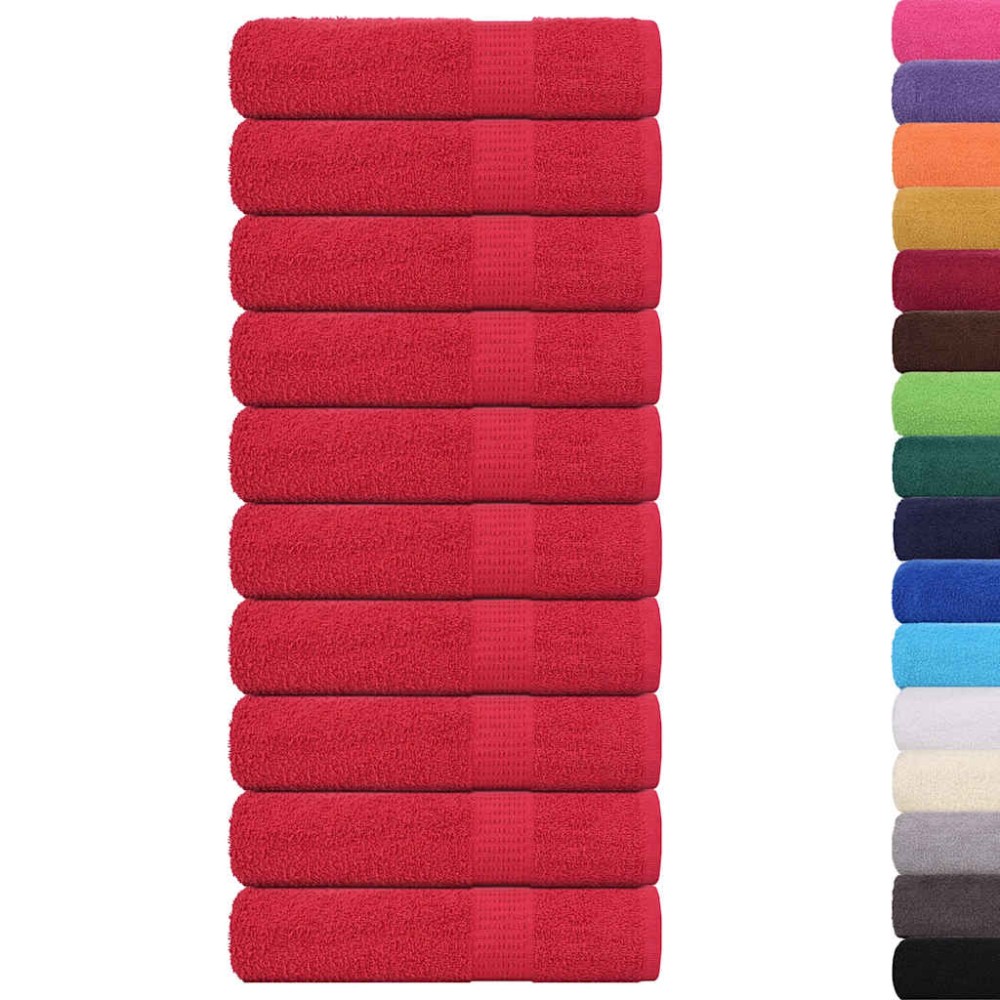 vidaXL Prosoape de baie 10 buc Roșu 100x150 cm 360 g/m² 100% bumbac