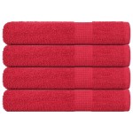 vidaXL Prosoape pentru saună 4 buc Roșu 80x200 cm 360 g/m² 100% bumbac