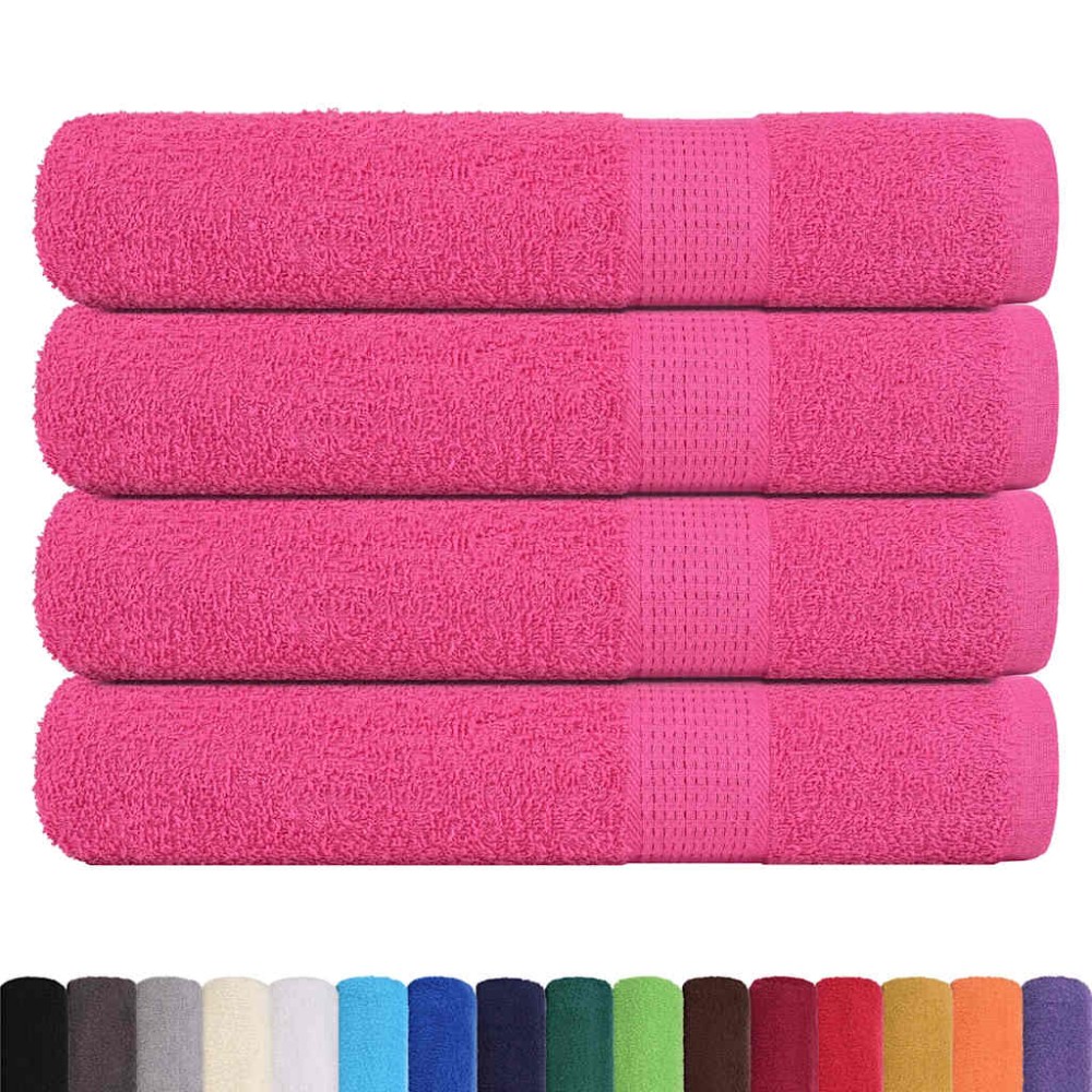 vidaXL Prosoape 4 buc Roz 100x200 cm 360 g/m² 100% bumbac