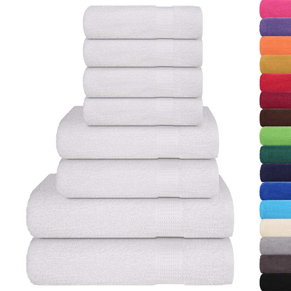 vidaXL Set prosoape 8 piese alb 360 g/m² 100% bumbac