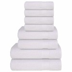 vidaXL Set prosoape 8 piese alb 360 g/m² 100% bumbac vidaXL Set prosoape 8 piese alb 360 g/m² 100% bumbac