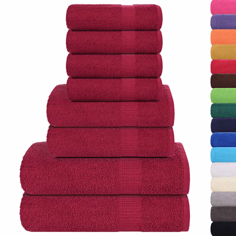 vidaXL Set prosoape 8 piese Bordeaux 360 g/m² 100% bumbac