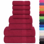 vidaXL Set prosoape 8 piese Bordeaux 360 g/m² 100% bumbac vidaXL Set prosoape 8 piese Bordeaux 360 g/m² 100% bumbac